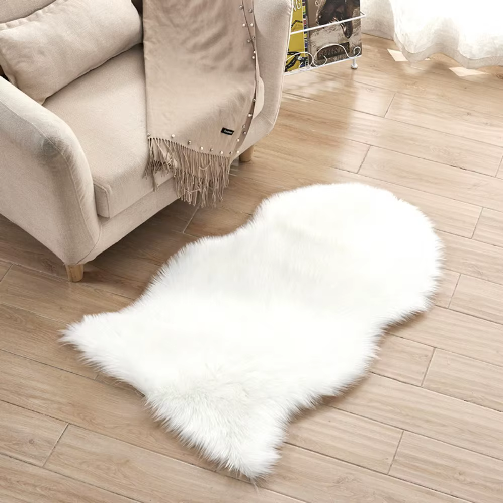 Imitation laine antidérapante moelleux Shaggy Protection de sol tapis doux lavable en peau de mouton