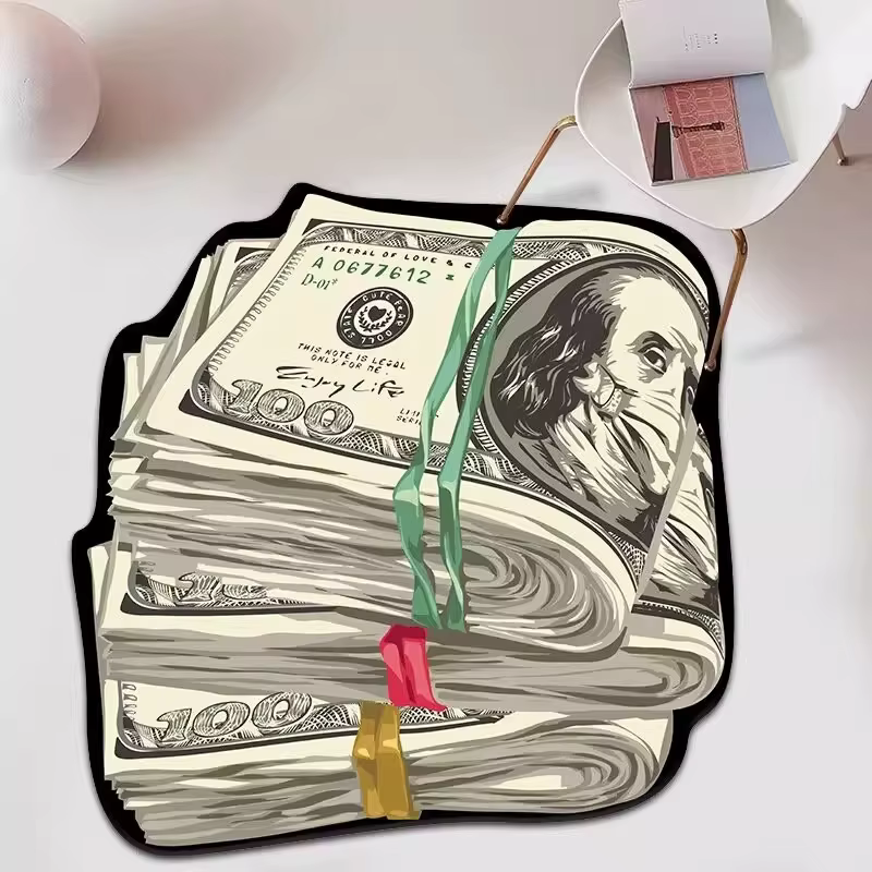 Tapis de chambre antidérapant, résistant aux taches, confortable, motif dollar tendance, tapis de dé