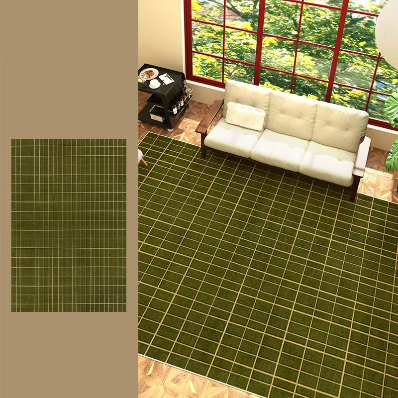 Tapis en Cachemire Lavable à la Machine Non-ALD, Polymères de Salon, Doux, Rétro, Vert, Grande Taill