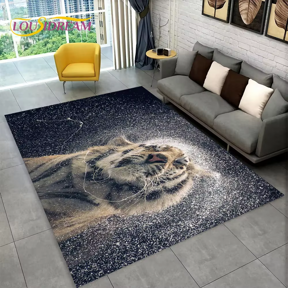 Tapis 3D tigre léopard guépard Lion loup, tapis pour salon chambre canapé paillasson décor de cuisin