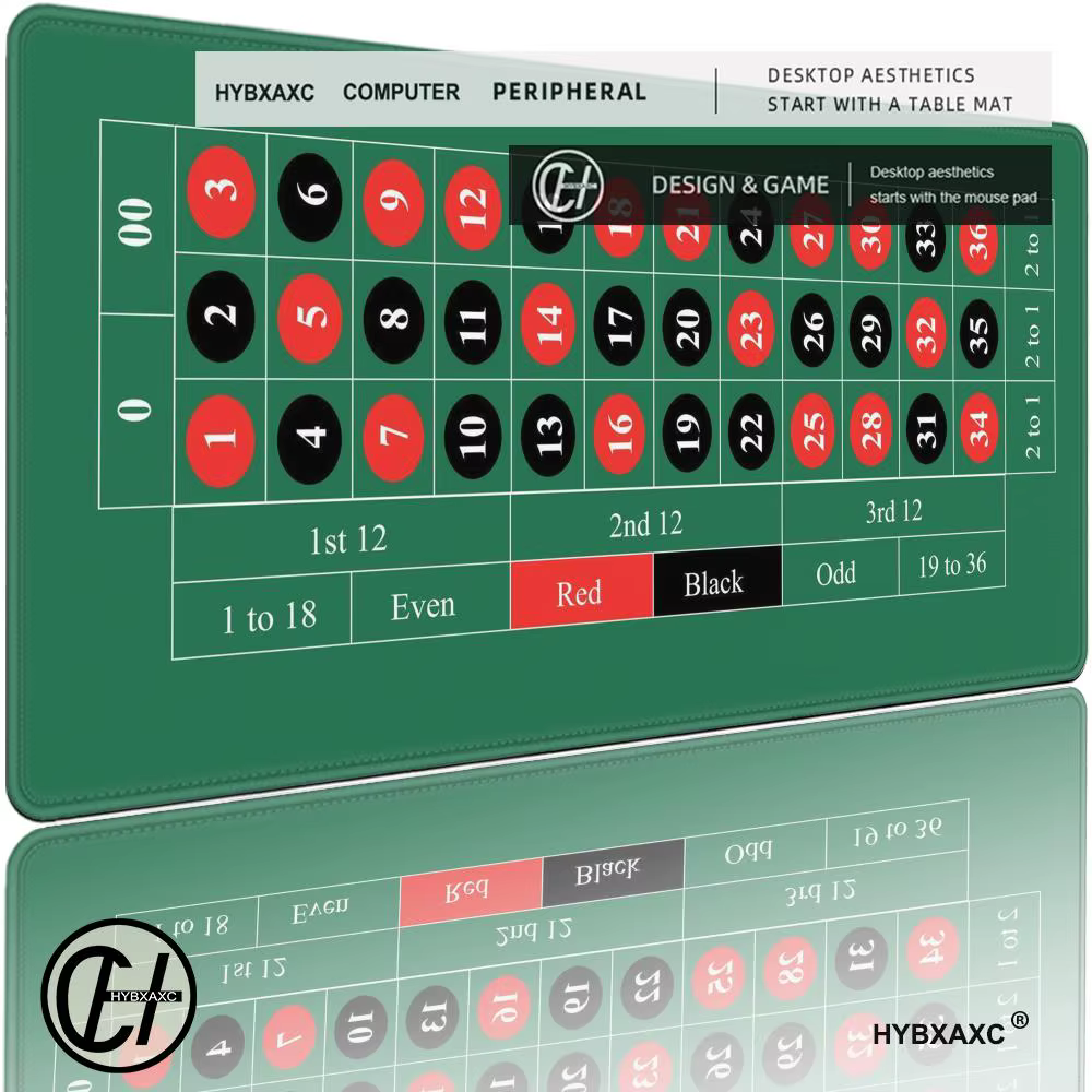 Tapis de jeu XXL antidérapant en caoutchouc pour roulette, poker, bureau, clavier et souris – Surfac