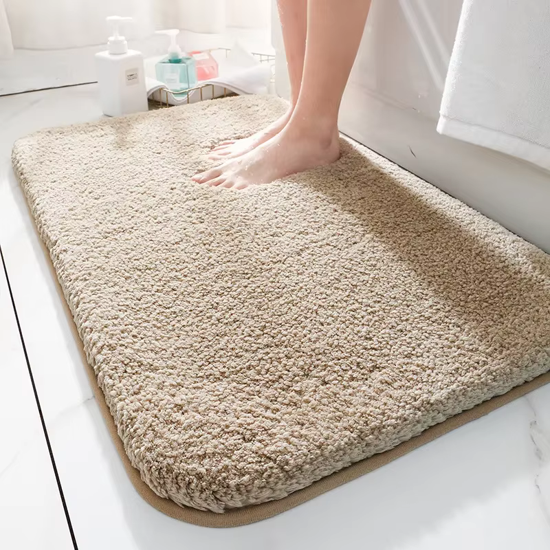 Tapis de bain en Fiber de peluche Super épais, confortable et doux, antidérapant, absorbant, pour pi