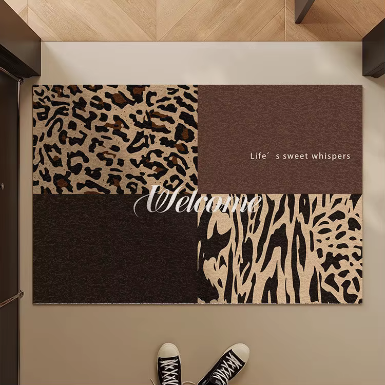 Tapis Patchwork imprimé Animal Vintage, motif léopard et zèbre, tapis de bienvenue, pour porte d'ent