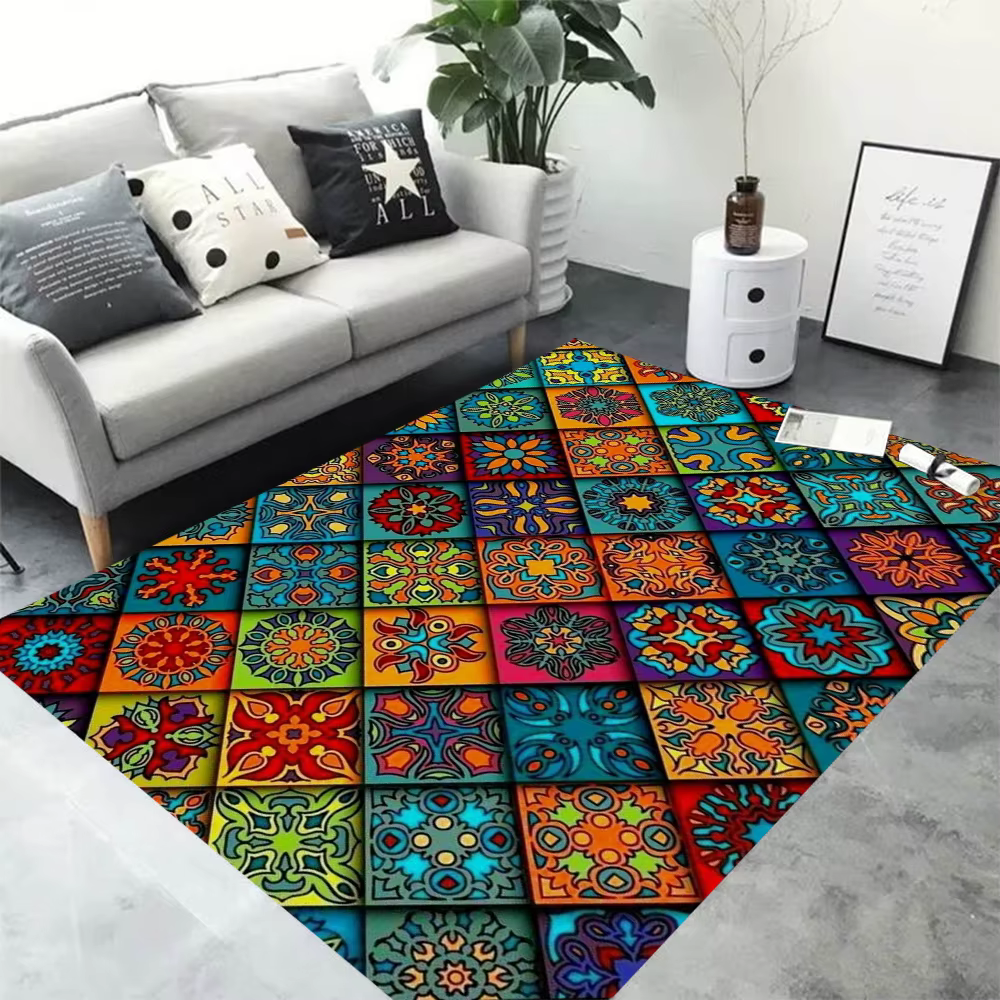 Tapis de zone Mandala bohémien, grands tapis pour salon, chambre à coucher, canapé, cuisine, salle d