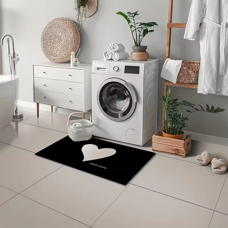 Tapis blanc à motif de cœur pour la Saint-Valentin, décoration romantique pour la maison, adapté aux