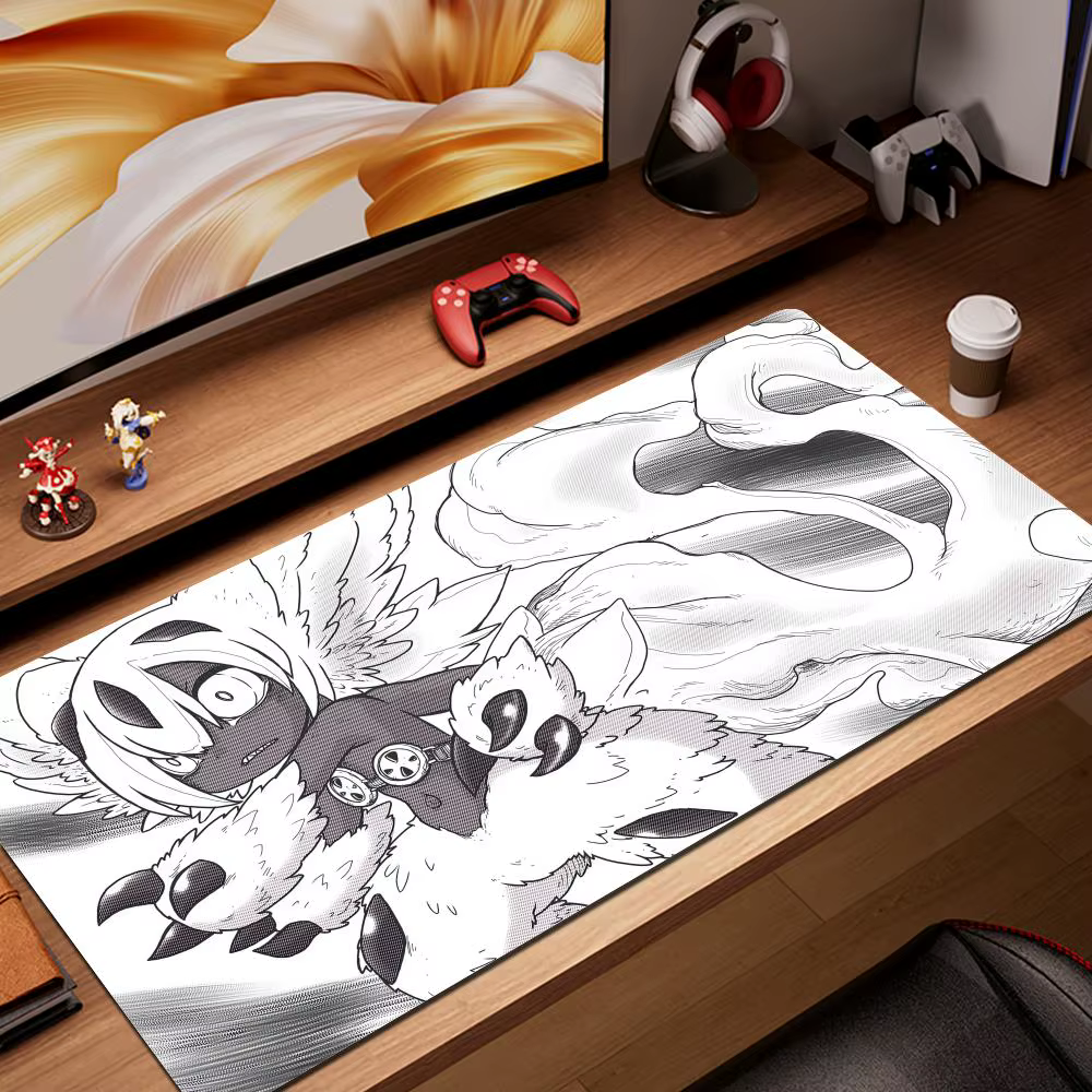Tapis de souris noir et blanc, dessin animé Made in Abyss, tapis de bureau pour clavier, tapis de so