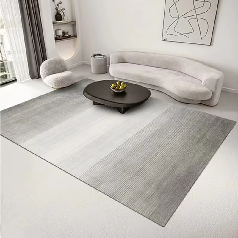 Tapis de décoration de salon moderne et Simple, grande surface, doux, gris, nordique, pour chambre à