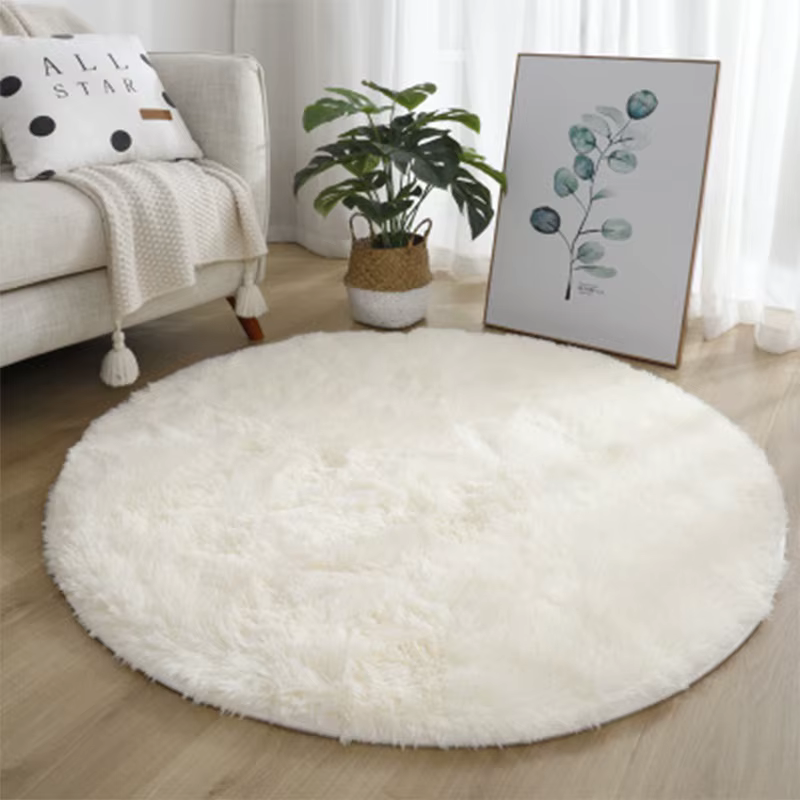 Tapis rond en peluche Super doux, blanc moelleux, pour Salon, décoration de maison, chambre d'enfant