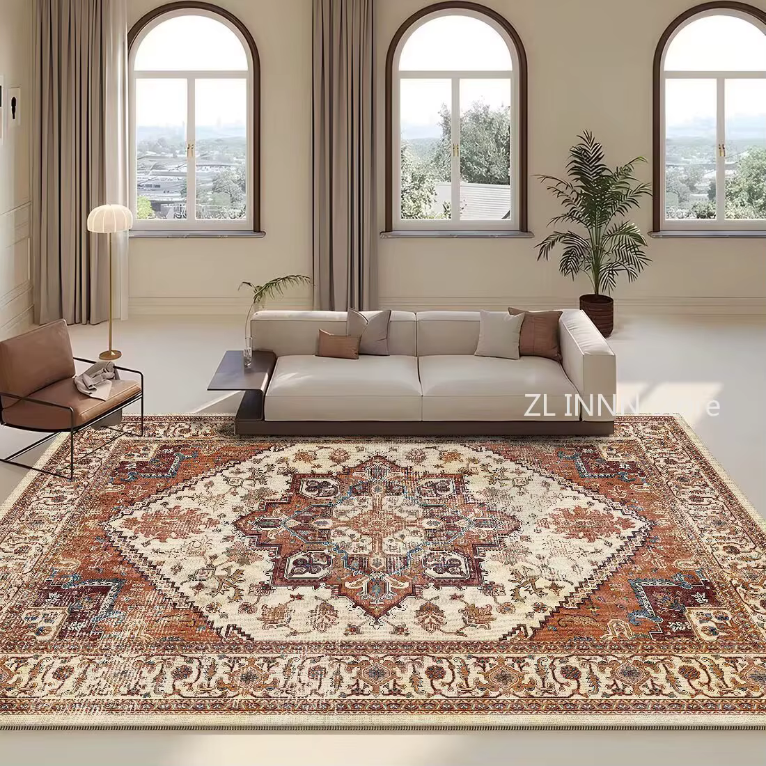 Tapis rétro persan, décoration de salon, zone de canapé, grande taille 200 × 300, antidérapant, pour