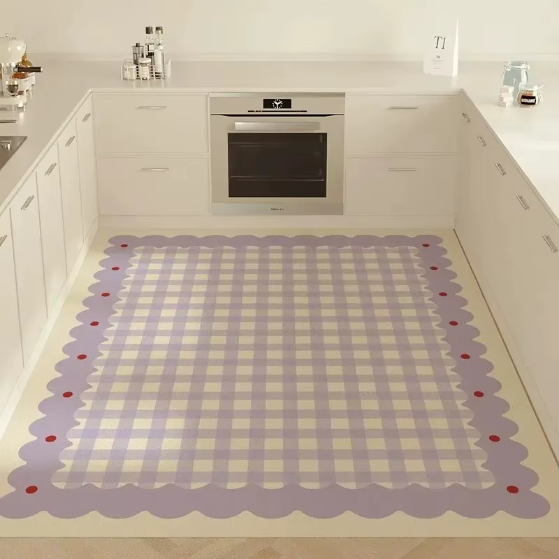 Tapis à motif de grille, schéma de couleurs de rêve, décoration de cœur de fille, antidérapant, salo