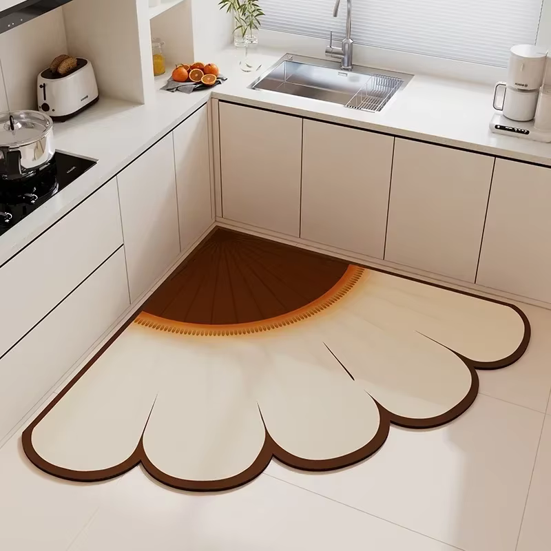 Tapis à fleurs pour tapis de sol de cuisine, boue de diatomée douce, antidérapant, absorbant les pie