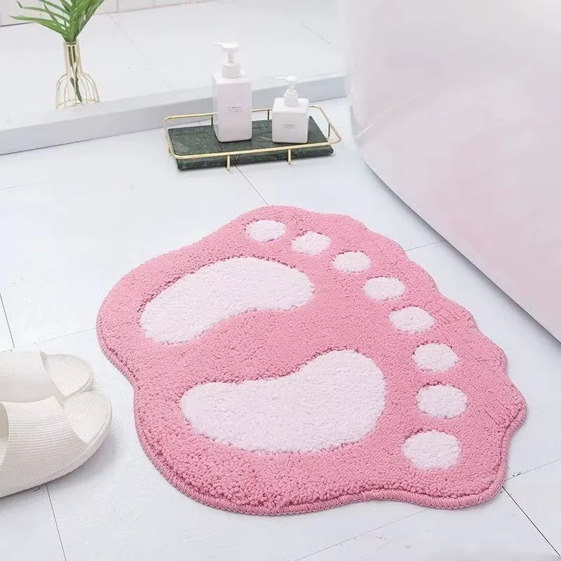 Tapis de bain à gros pieds avec empreintes mignonnes, tapis de toilette antidérapant de Style dessin