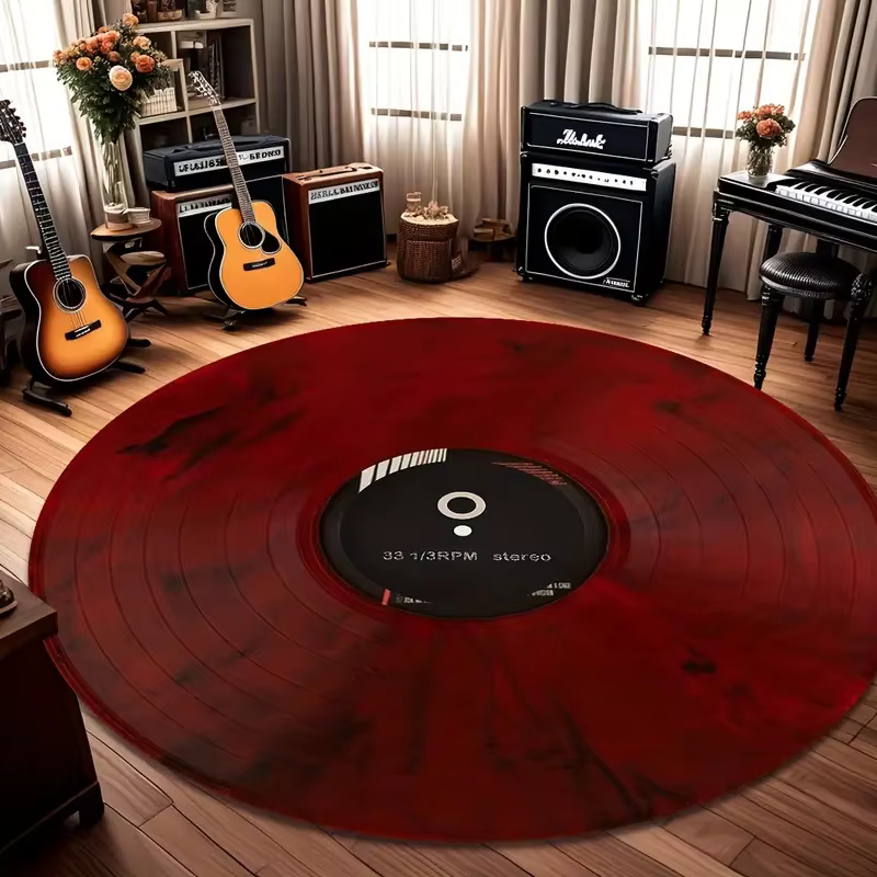 Tapis rétro en vinyle pour salle de pratique musicale, tapis de sol antidérapant pour salon, chambre