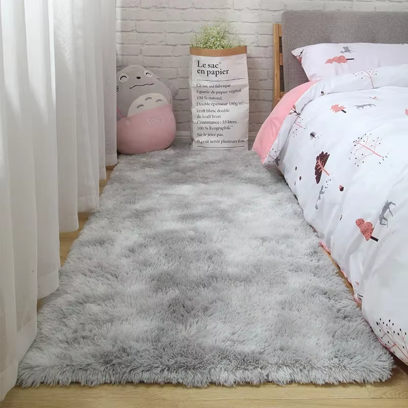 Tapis Shaggy Moelleux Nordique Rouge Rose pour Bol, Polymères Doux, Tapis de Grande Taille, Décorati