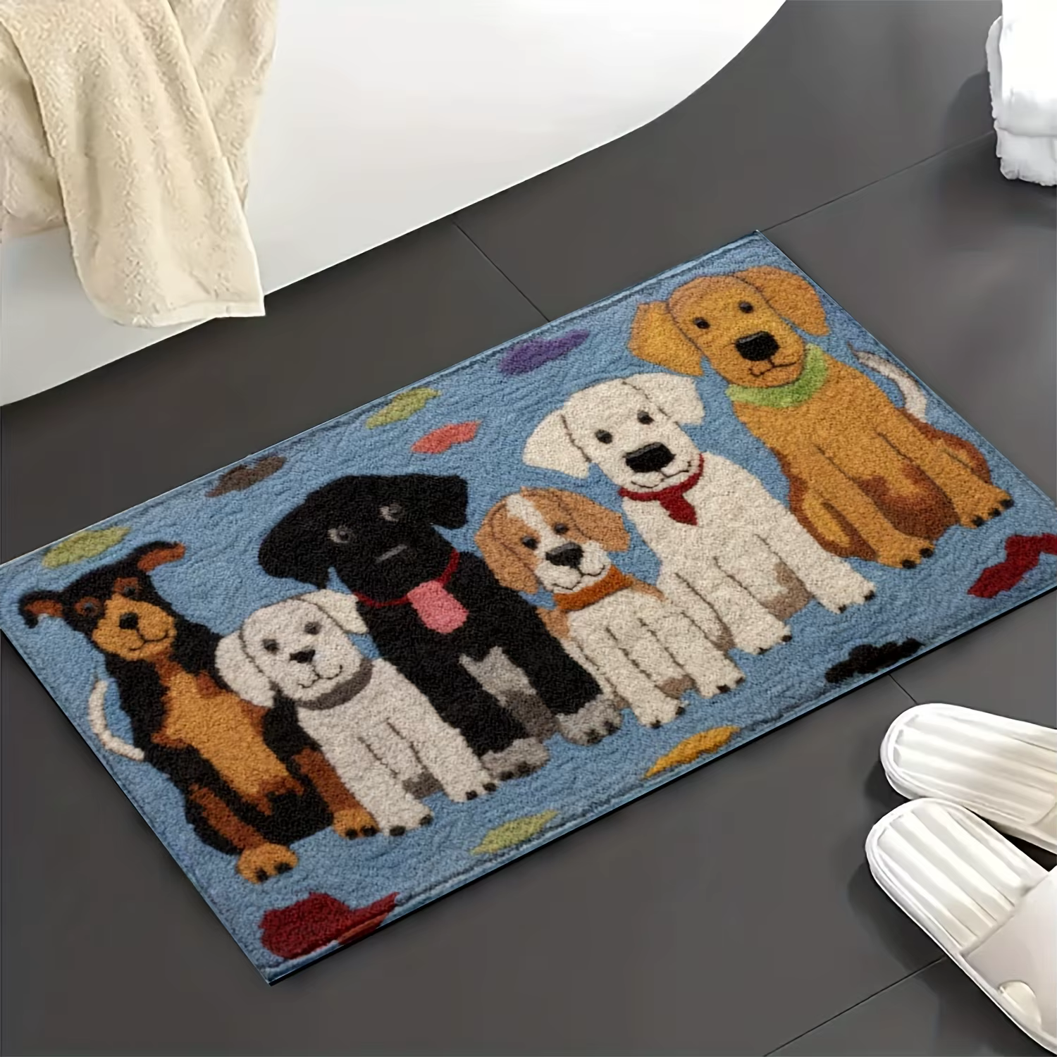 Tapis VIKAMA à thème animal mignon - Antidérapant, très absorbant et lavable en machine, parfait pou