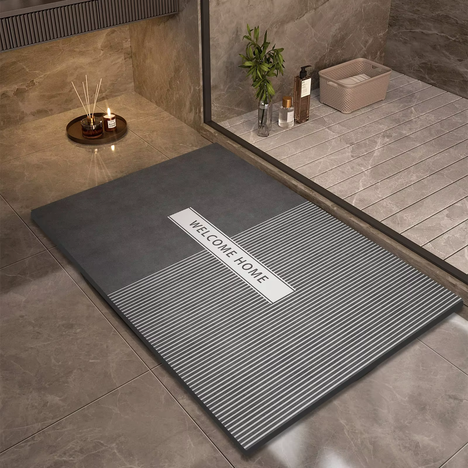 Tapis de bain en diatomite VIKAMA, super absorbant, à séchage rapide, antidérapant, pour salle de ba