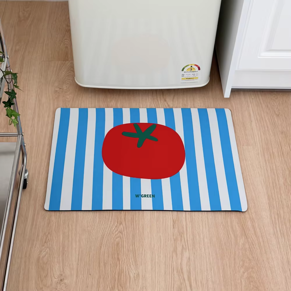 VIKAMA – tapis de sol imprimé tomate, mignon, absorbant l'eau, antidérapant, pour cuisine, salle de 
