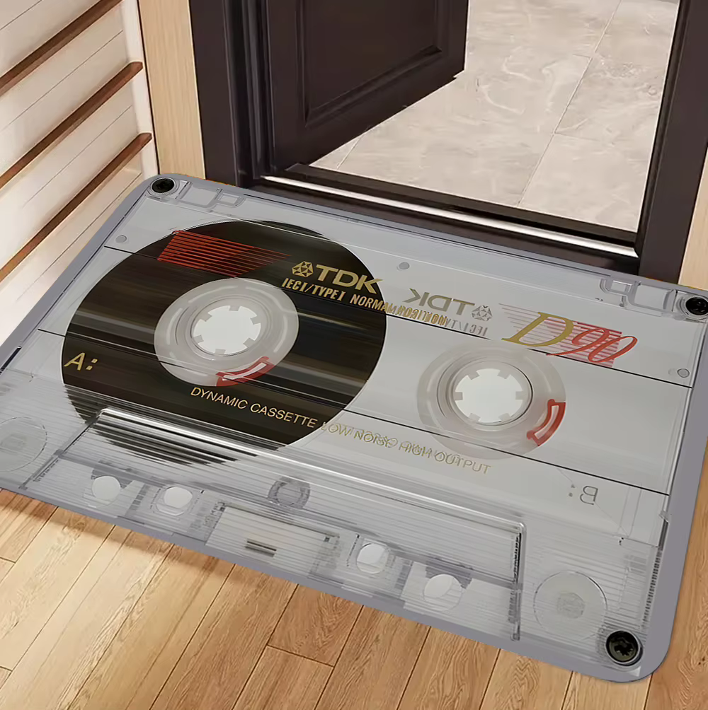 Tapis Vintage en vinyle pour disque et Cassette, décoration de maison élégante avec thème de musique