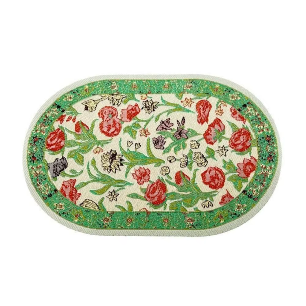 Tapis multicolore pour maison de poupée, accessoires ovales et ronds, tapis miniature tissé, motif f