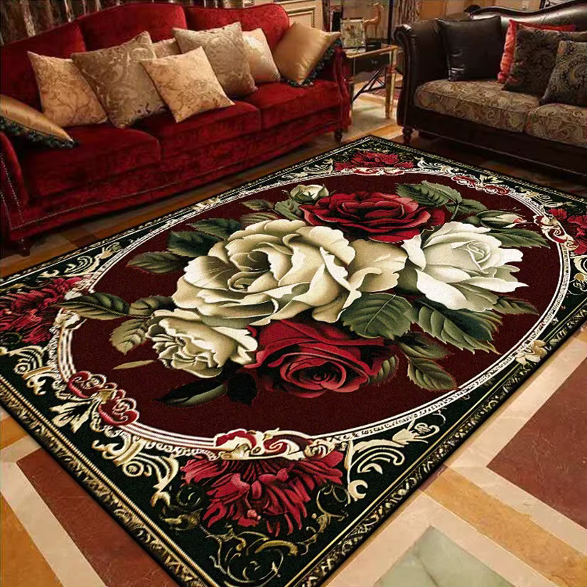 Tapis de décoration de salon de luxe européen, magnifique chambre à coucher, côté canapé, grande sur