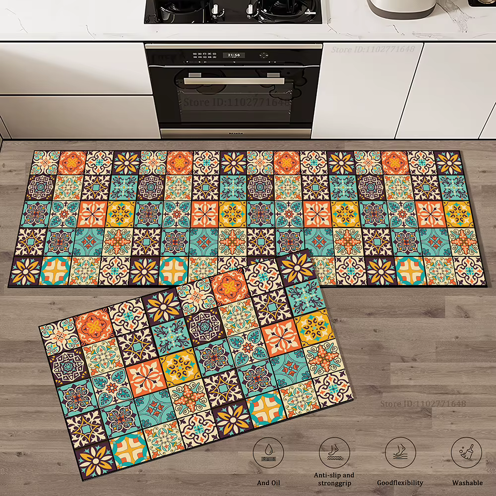 Tapis de cuisine rétro antidérapant, absorbant, pour chambre à coucher, paillasson d'entrée de luxe,