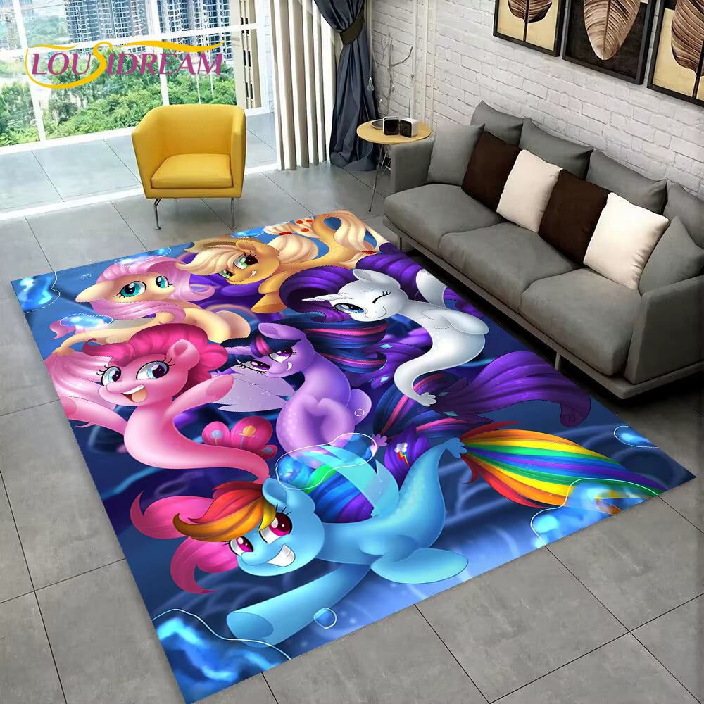 Tapis de dessin animé 3D P-Pony pour la maison, la chambre à coucher, le salon, le canapé, les virus