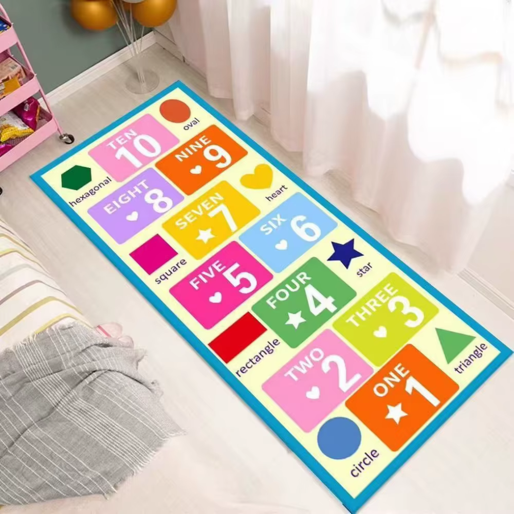 Tapis de jeu Hopscotch Cartoon Runner pour chambre d'enfant, tapis de chevet pour garçon et fille, t