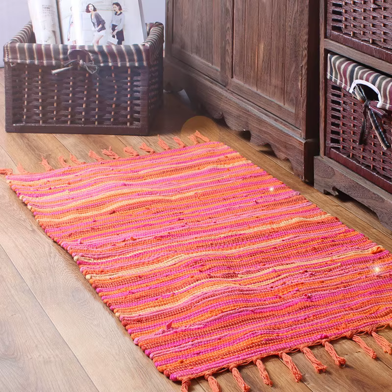 Tapis nordique en coton et lin, pour salon, chambre à coucher, zone d'épissure, Long absorbant l'eau