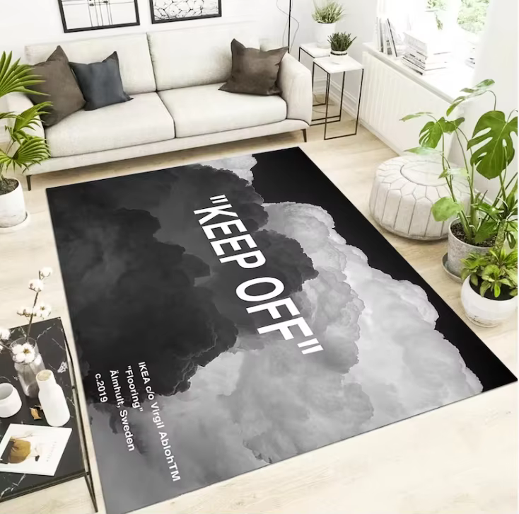 Tapis Keep Off, Tapis noir, Tapis populaire, Tapis moderne, Décoration intérieure, Tapis de zone, Ta