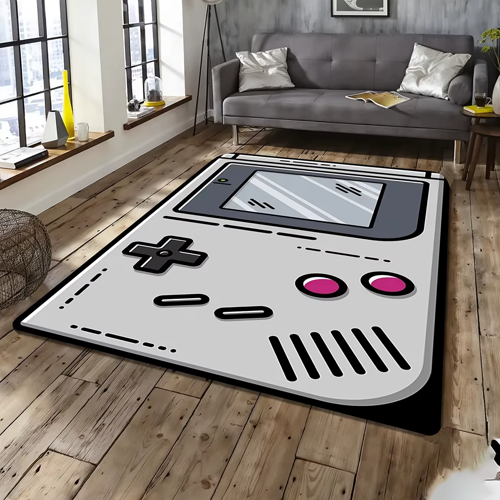 Tapis de sol rétro Game Boy, décoration d'intérieur, tapis de zone console de jeu vintage, tapis de