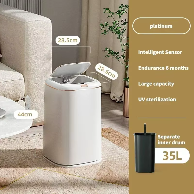 Poubelle de cuisine intelligente avec capteur, poubelle électrique, poubelle étanche, grande capacit