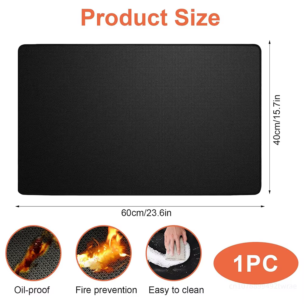 Tapis ignifuge résistant à la chaleur 40×60cm |   Tapis antidérapant et imperméable pour friteuse à 
