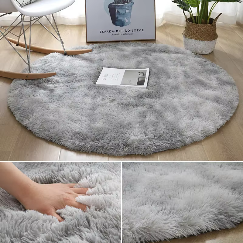 Tapis en Polymères Ronds en Peluche Super Doux, pour Salon, Décoration de Maison, Chambre d'Enfant,
