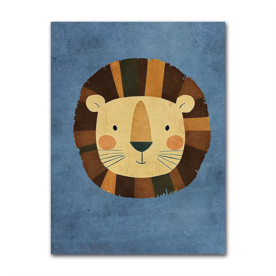Affiches d'animaux drôles imprimées, toile d'art murale neutre, images de pépinière pour bébé, décor