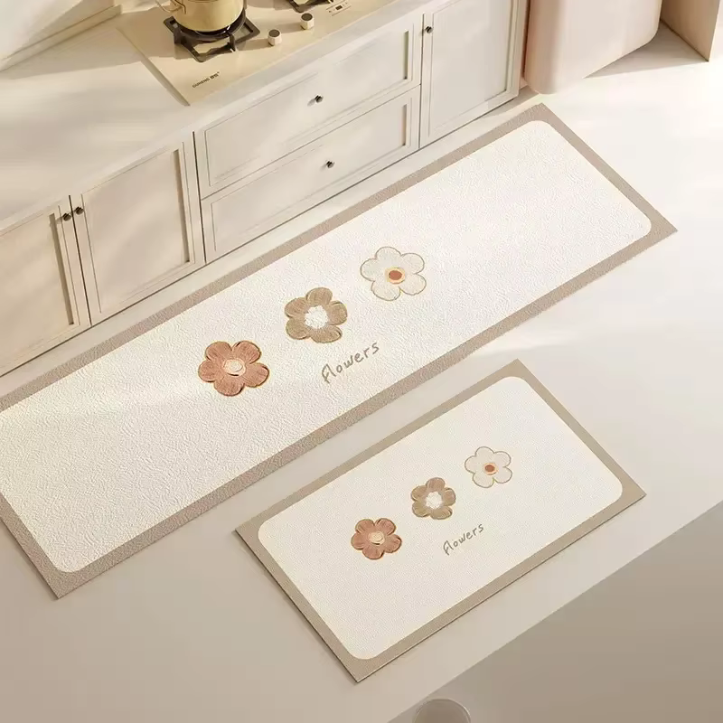 Tapis de cuisine en Pvc, imperméable, en cuir, résistant à l'huile, antidérapant, Long, décoration d
