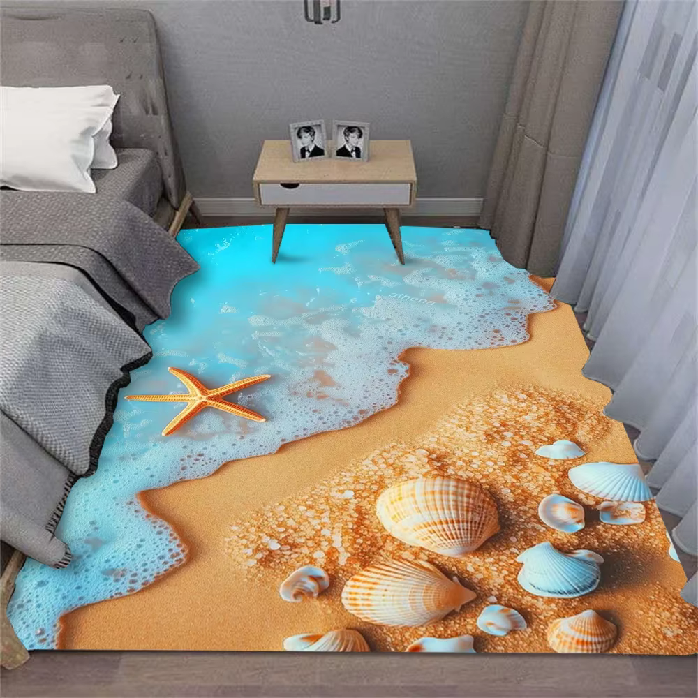 Tapis en velours cristal, vagues d'été, coque de plage, pour salon, canapé, chambre à coucher, cuisi