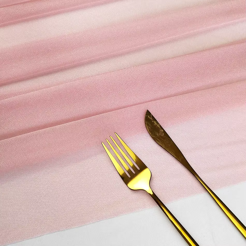 Chemin de Table en mousseline de soie, tissu transparent en soie pour Boho, superposition d'arc de m