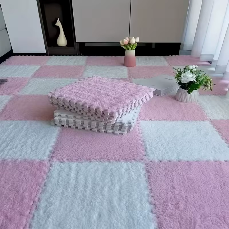 Tapis de Puzzle en peluche douce pour bébé, sans BPA, mousse imbriquée, tapis de gymnastique pour bé
