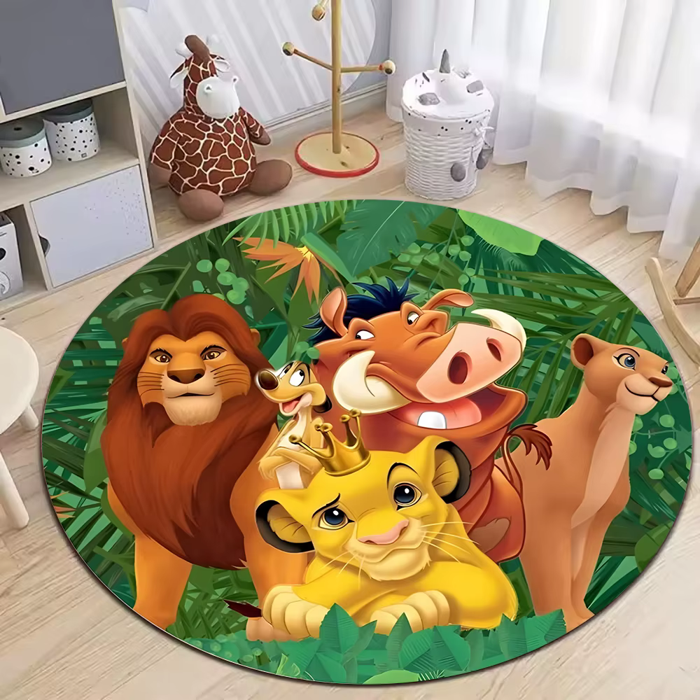 Tapis rond antidérapant Disney Roi Lion, tapis de sol doux pour chambre d'enfant, décoration de mais