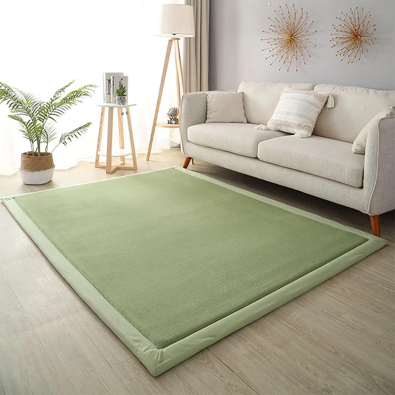 Tapis épais gris pour salon, chambre d'enfant, tapis de chevet, décoration, non ald, polymère de sol