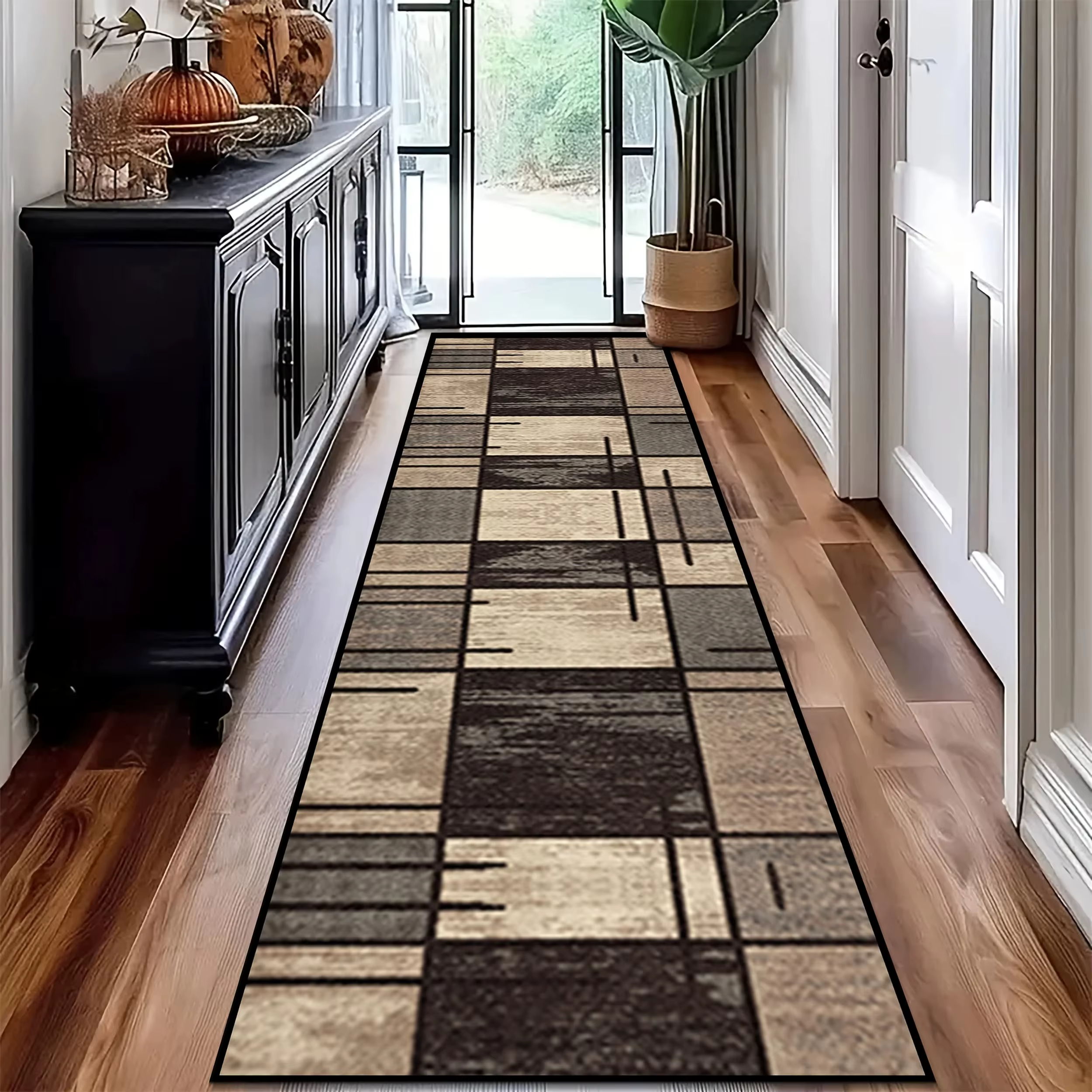 Tapis géométrique moderne, décoration de maison, motif de ligne abstraite, tapis de sol pour couloir