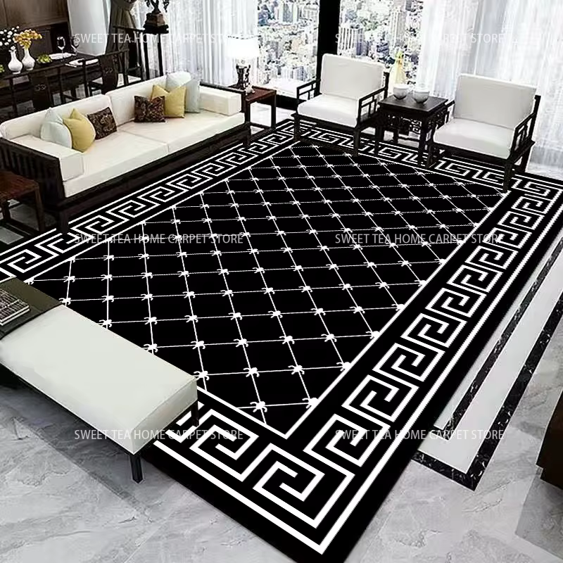 Tapis de salon de luxe nordique léger, tapis de chambre à coucher de style simplicité moderne, décor