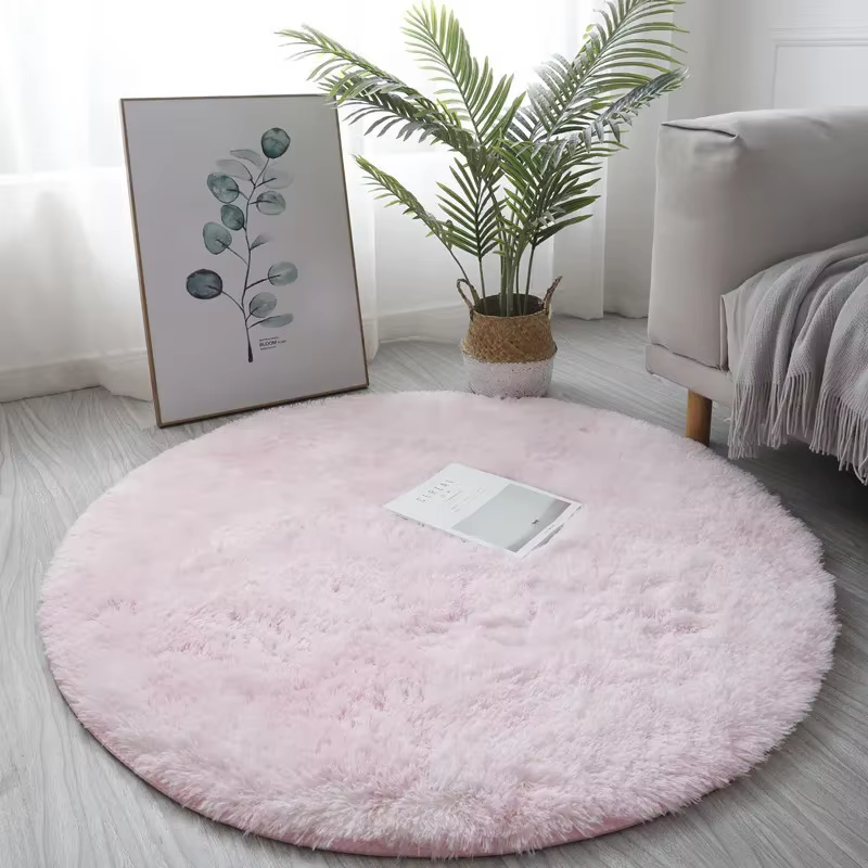 Tapis en Polymères Ronds en Peluche Super Doux, pour Salon, Décoration de Maison, Chambre d'Enfant,