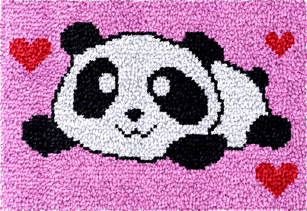 Dessin animé Panda grand loquet crochet tapis kits tapis broderie toile faire-le vous-même bricolage