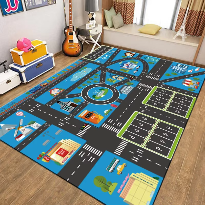 Tapis chaud antidérapant pour enfants, salon, chambre à coucher, carte de jeu imprimée, jeu pour béb