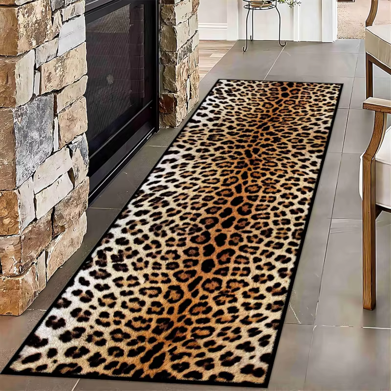 Tapis de couloir long VIKAMA moderne à rayures zébrées, antidérapant, doux, imprimé animal, esthétiq