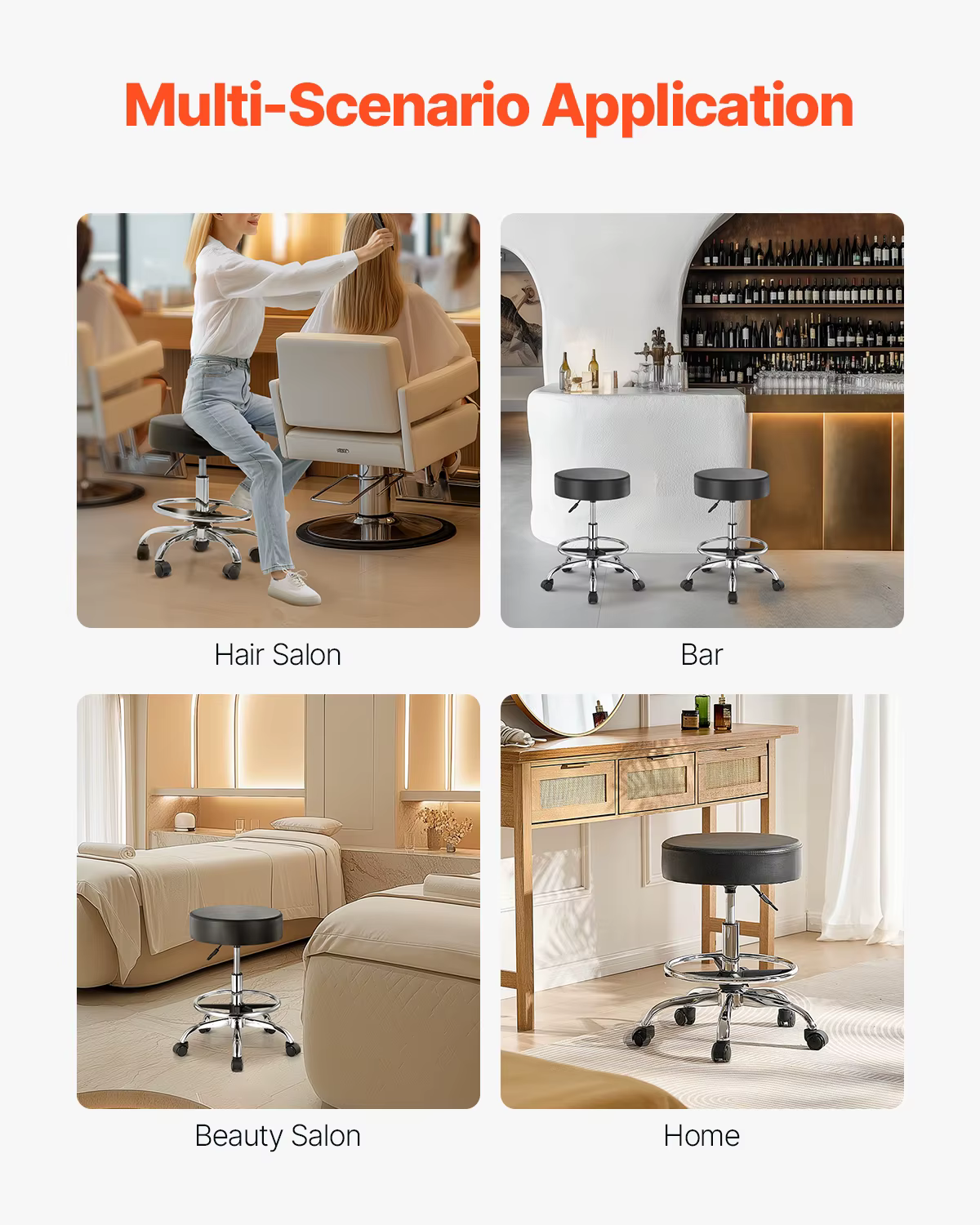 SucceBuy Tabouret roulant avec roulettes Capacité de poids de 450 lb Tabouret roulant rond Chaise ré