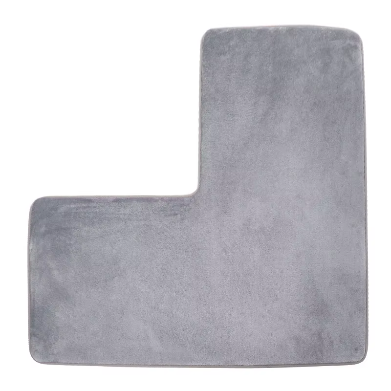 Tapis de bain en forme de L, flanelle antidérapante, mousse à mémoire de forme, coin de salle de bai