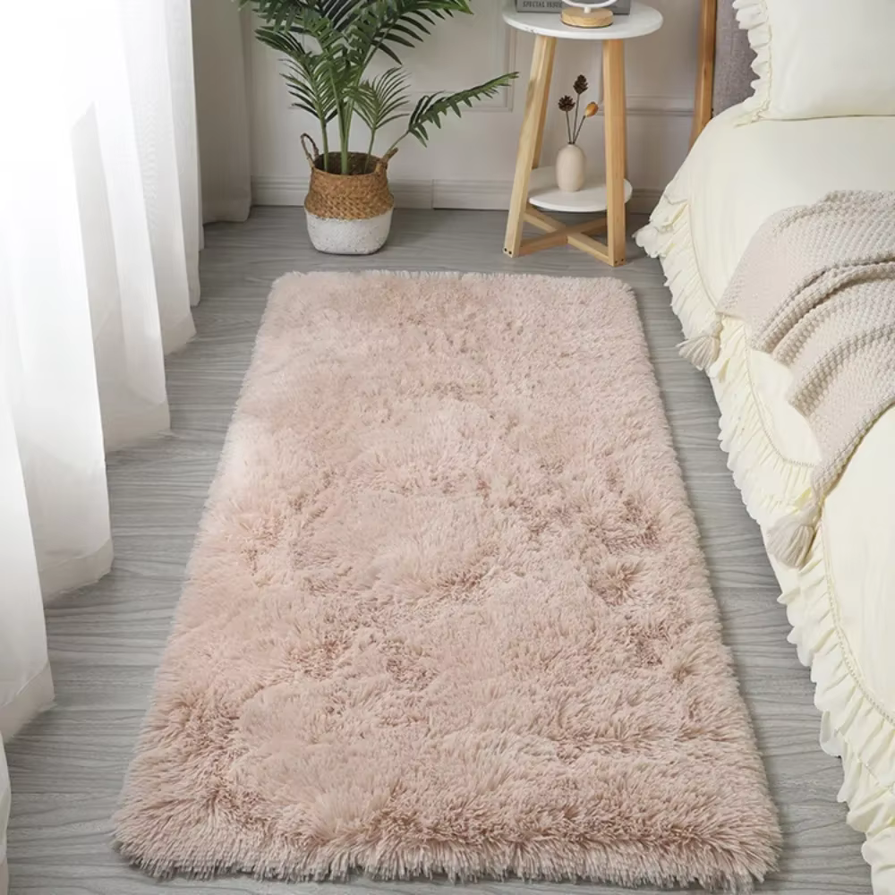 Tapis shaggy minimaliste VIKAMA au toucher soyeux, antidérapant, résistant à la saleté, pour le salo
