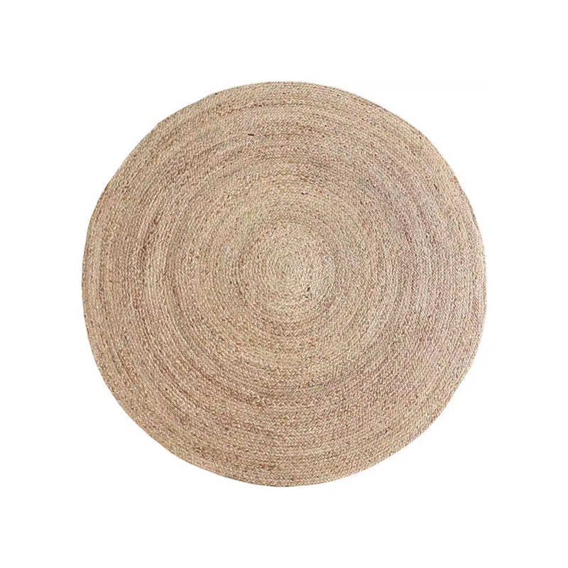 Tapis Rond Tissé en Polymère et Rotin Naturel, 100% Plantes, pour Salon, Chambre à Coucher, Décorati